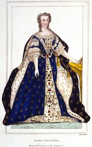 Portrait of Mary Lescszinska, Queen of France. Engraving from 1830. by Unknown artist
