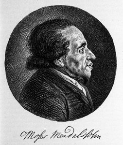 Portrait of Moses Mendelssohn, philosopher and true founder of modern Judaism. Grandfather of the musician Felix Mendelssohn