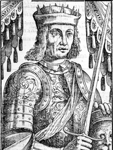 Portrait of Roger II of Hauteville, founder of the monarchy of Sicily. Xilography of the 16th century