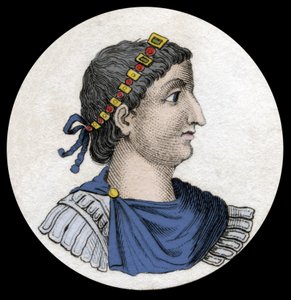 Portrait of Theodosius I (Flavius Theodosius) (347-395), Roman Emperor, Engraving of the 19th Century by Unknown artist