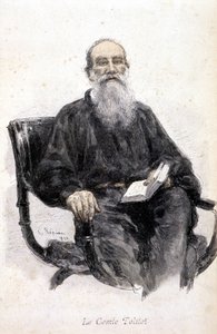 Portrait of Tolstoy, engraving 1888 by Unknown artist