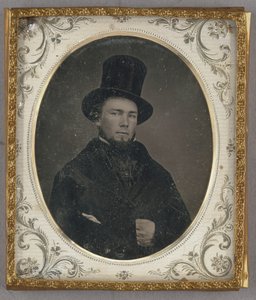 Portrait of a Seated Man with Chin Whiskers in Top Hat by Unknown artist