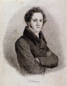 Portrait of Italian composer Vincenzo Bellini. Engraving. 19th century by Unknown artist