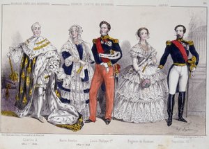 Portrait of the Bourbons: Charles X, Marie Amelie, Louis Philippe I, Eugenie de Guzman and Napoleon III by Unknown artist