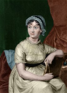 Portrait of the English writer Jane Austen (1775-1817) Engraving from the book 