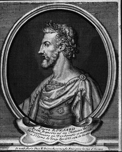 Portrait of the French poet Pierre de Ronsard (1524-1585). Engraving of the 18th century by Unknown artist