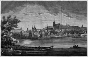 Prague, view of the church district of Saint Nicholas de la Kleinseite and the castle district (Hradcany) which includes the royal palace, 3 churches, a monastery and Saint Guy