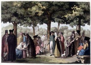 Promenade of the Esplanade in Barcelona. 19th Century Lithography by Unknown artist