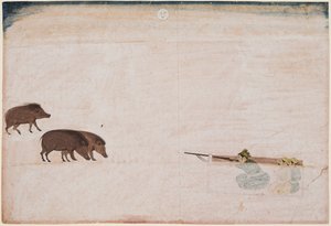 Raja Ram Chand of Amber (r. 1667–88) Hunting Wild Boar by Unknown artist
