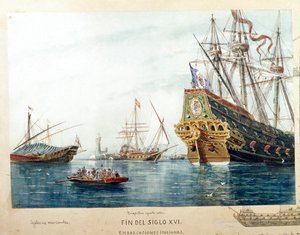 Representation of Italian Ships, Galleys, Brigantine of the 16th Century by Unknown artist