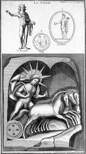 Representation of the Sun and Apollo. Images drawn from ancient representations. Engraving 19th century