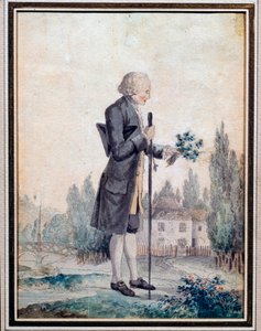 Representation of the Philosopher Jean Jacques Rousseau Picking Flowers in Ermenonville