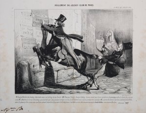 Regulation of the Jockey Club of Paris: Each member of the Jockey Club must have a Jockey, and a horse... by Unknown artist
