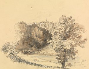 River Landscape with Town in the Distance by Unknown artist