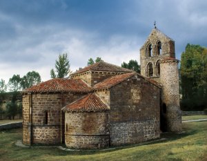 Romanesque art: view of the Church of San Salvador de Cantamuda, Spain by Unknown artist