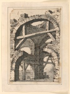 Rough Stone Arches Strengthened by Wooden Beams by Unknown artist