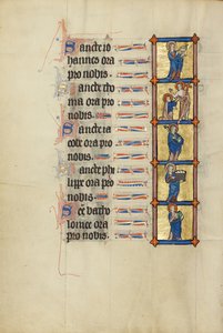 Saint John the Evangelist with the Poisoned Chalice; Doubting Thomas; Saint James with a Book and the Poisoned Club; Saint Philip Carrying a Basket of Bread; Saint Bartholomew with a Book by Unknown artist