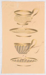 Sample Sheet, Two Designs for Cups and Saucers by Unknown artist