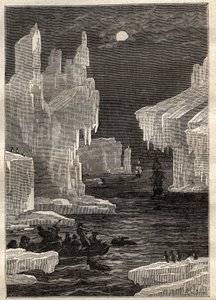 Second voyage (1772-1775) of Captain James Cook: the islands of ice (iceberg), crossings on the path of the cape of circumcision (Bouvet Island, Antarctica) - illustration taken from The Great Mariners of the 18th century by Unknown artist