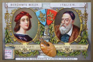 Series of Paintings by Famous Painters, Rafael Santi and Tiziano Vecellio, Italy by Unknown artist