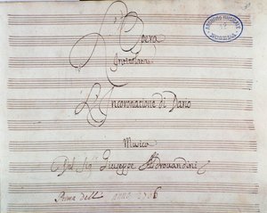 Sheet music page for The coronation of Darius by Giuseppe Aldrovandini by Unknown artist