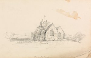 Sketch of a Small Rural Church; sketch of a ship by Unknown artist