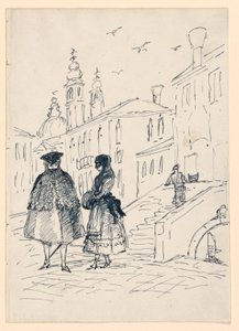 Sketch of a Street Scene in Venice