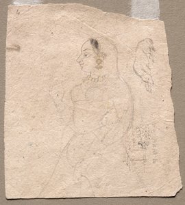 Sketch of a Woman with an Elephant and Other Animals on Reverse by Unknown artist