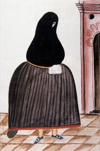 Spanish woman wearing a shale covering her face, from "Trujillo del Peru" or "Codex Martínez Compañón", by Baltazar Martinez Compañón y Bujanda, bishop of Trujillo (1782-1785) by Unknown artist