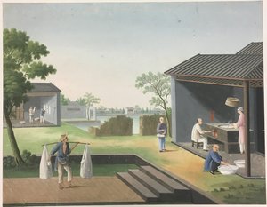 Spinning Cloth, Preparing Tea Leaves, Preparing Silk by Unknown artist