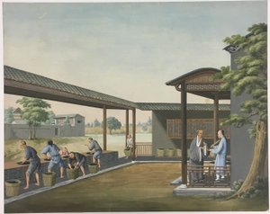 Spinning Cloth, Preparing Tea Leaves, Preparing Silk by Unknown artist