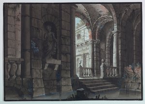 Stage Design, Antique Ruins, Interior by Unknown artist