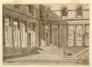 Stage Design, Palace Court with Stairs by Unknown artist