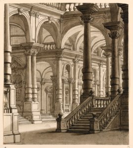 Stage Design, Portico with Staircase by Unknown artist