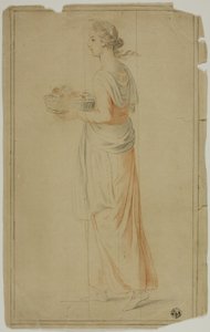 Standing Girl Holding Basket by Unknown artist