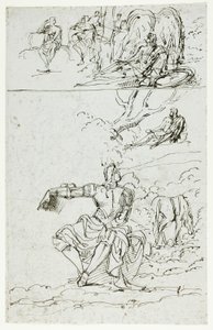 Study Sheet with Seated Knight (recto); Standing Male Figure in Medieval Dress (verso) by Unknown artist