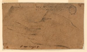 Study: The left hand of a woman holding a sheet of paper by Unknown artist