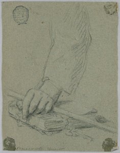 Study: The Left Hand of a Young Man Holding a Stick and Resting on a Book