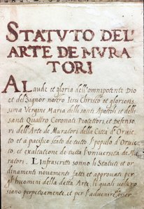 Table of the corporations, status of masons of the city of Orvieto, Italy by Unknown artist