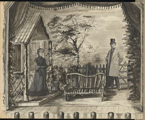 Tableau Vivant of a Man and Woman on a Theatrical Stage by Unknown artist