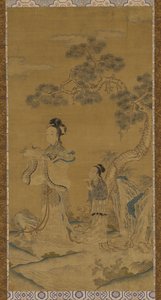 Tapestry: A Daoist Female Immortal and Attendant Under a Pine by Unknown artist