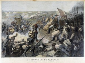 The Battle of Fleurus (Belgium 1794) according to the painting of Mauzaisse (Musee de Versailles). Illustration of the Petit Journal from 1892. by Unknown artist
