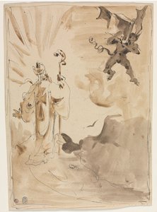 The Bishop and the Demon (recto) by Unknown artist