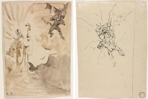 The Bishop and the Demon; Three Demons Holding a Knight