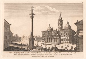 The Church of St. Mary the Great at Rome, with the additional Buildings on each side; Also the Antique Column brought hither from the Temple of Peace, by Pope Paul, V by Unknown artist