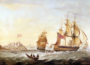 The Danish base of Cristianborg built in 1659 along the coast of Guinea, the centre of the slave trade. by Unknown artist