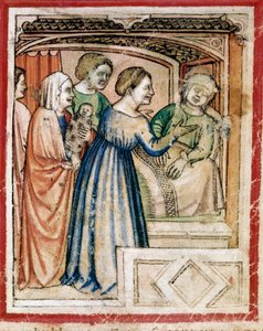 The Death of Rachel (Miniature from Codex 212 or Bible of Padua, 1390-1400)