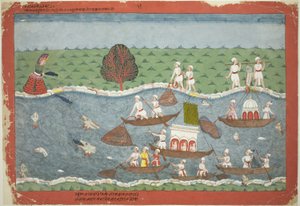 The Demon Sambar Throws the Infant Pradyumna into the River, page from a Dispersed Bhagavata Purana manuscript