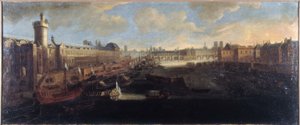 The Grande Galerie of the Louvre, with the Porte Neuve, the Pont-Neuf, the Cité, the Collège des Quatres-Nations under construction and the Quai Malaquais, circa 1665, on the Seine the royal galley, present-day 1st and 6th arrondissements, between 1660 and