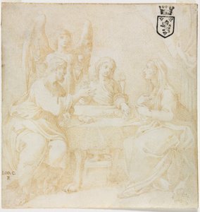 The Holy Family at Table Served by an Angel by Unknown artist